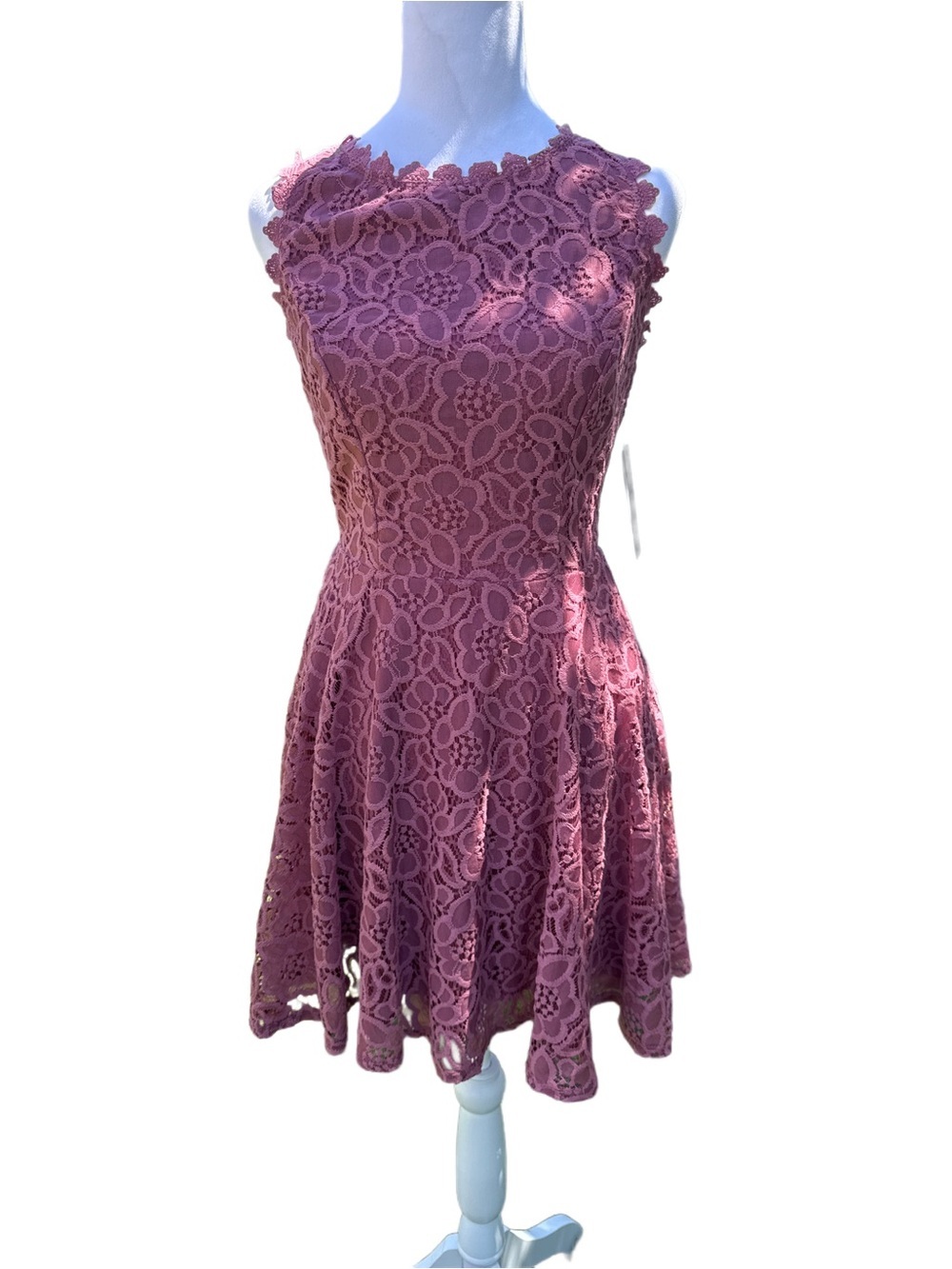 City Studio Mauve Floral Lace Mini Dress